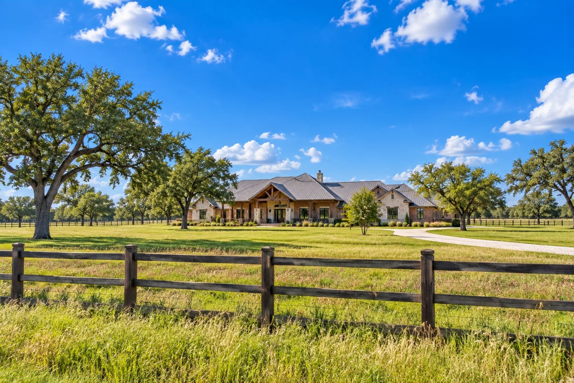 A rural acreage property set well back from the road